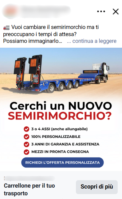 Esempio di inserzioni utilizzate